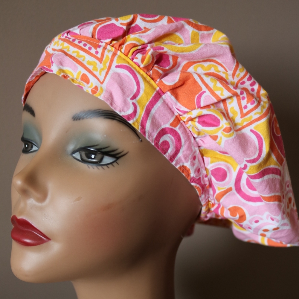 Flower Power bouffant scrub hat